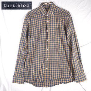 Turtleson Button Up Shirt Plaid Blue Yellow Mens Large